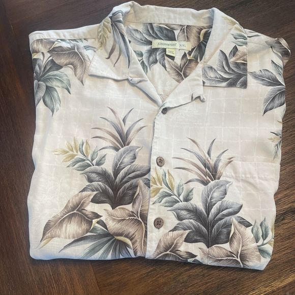 Mens 100% Silk Hawaiian Floral Button Short Sleeve Shirt 2XL Joseph & Feiss - Picture 2 of 7